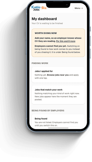 A job seeker dashboard on KatisoBiz Jobs