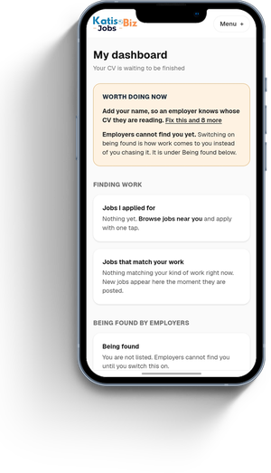 A job seeker dashboard on KatisoBiz Jobs