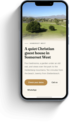 Milas Place guest house page on a phone